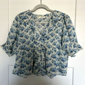 DOEN Henri Top BLEU ROSIER FLORAL XS Like New